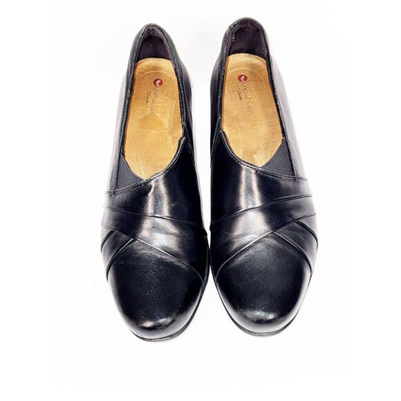 Clarks Rosalyn Adele Black Leather Shootie Block Heel Bootie Pump Office Sz 8 - Picture 6 of 14